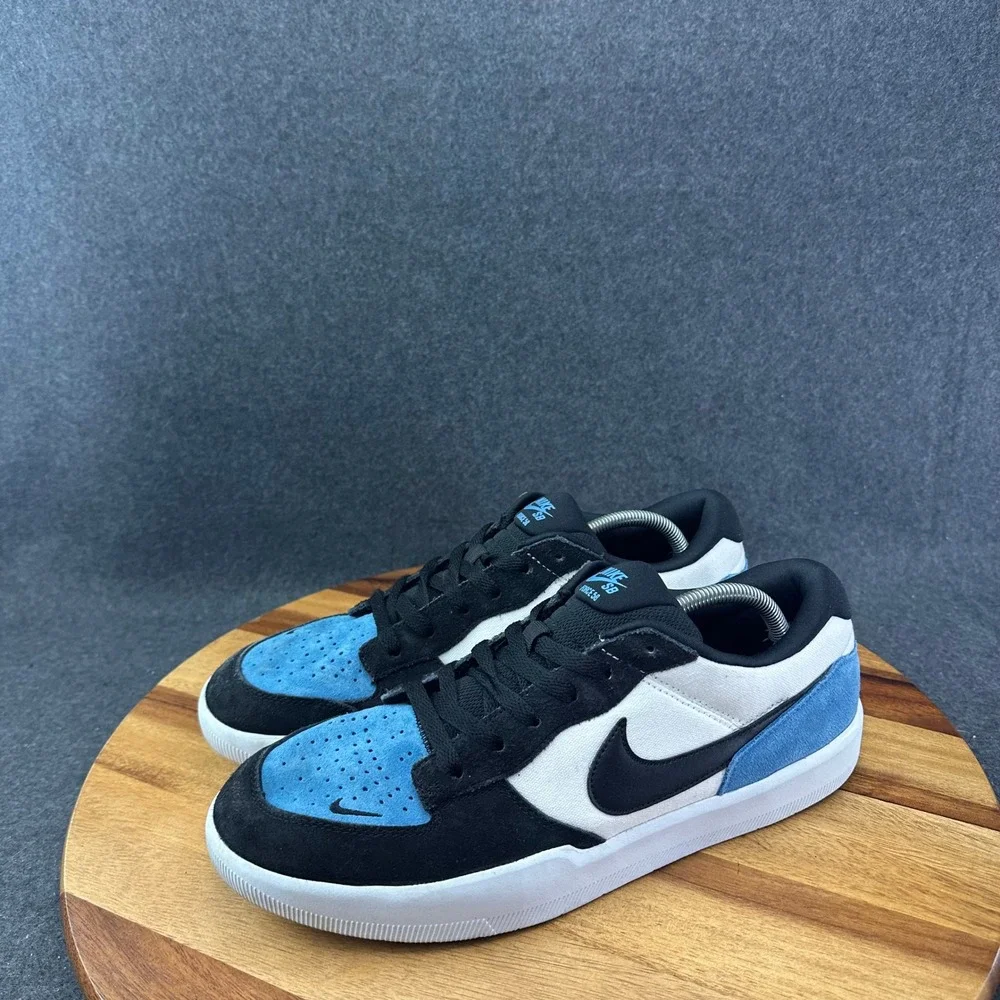 Nike SB Force 58 Suede Skate Shoes Black Blue White Mens Size 12 CZ2959-400